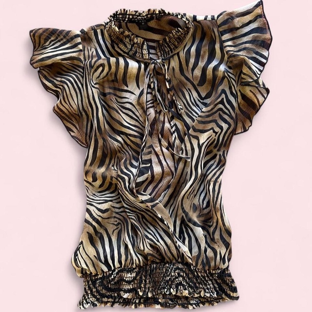 Y2K XXI Brown Tiger Print Blouse